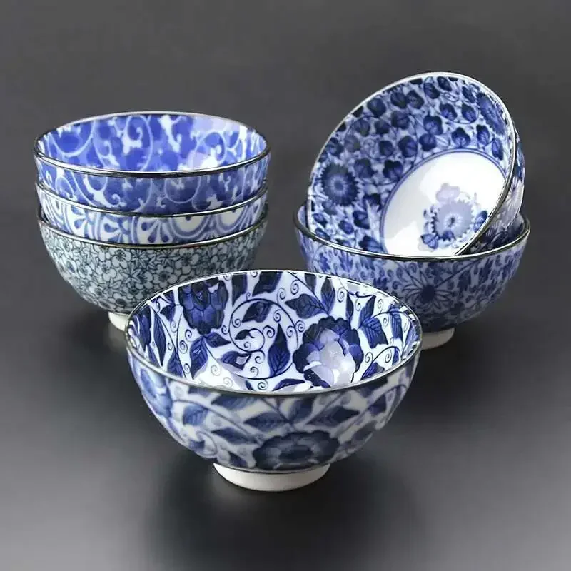 japanese-ceramic-rice-bowl-roast-blue-and-white-noodles-soup-bowl