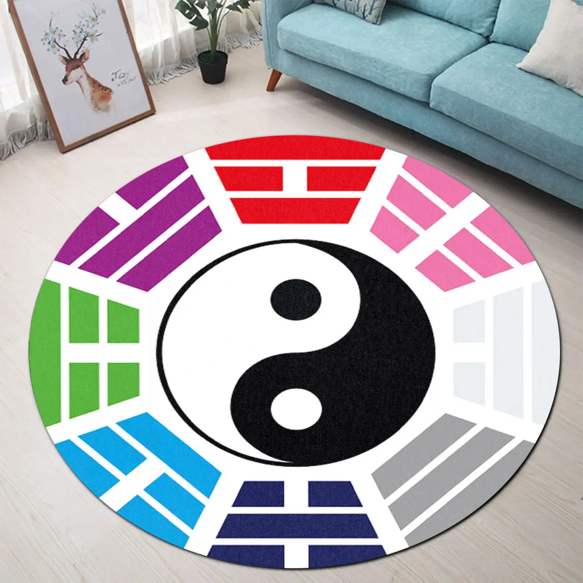 CLOOCL Flannel Rug Magic Bagua Graphic Carpet 3D Printed Floor Mats for Living Room Carpet Casual Home Decoration Anti-slip Rug