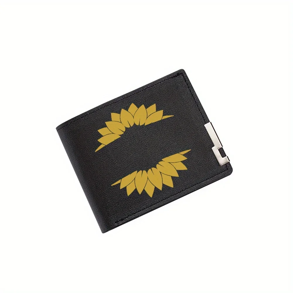 

Floral frame golden petals black Men's Wallet Printing Design Simple Modern Stylish Business Father's Boyfriend's Christmas Love
