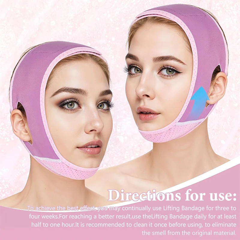 ضمادة تنحيف الوجه على شكل حرف V، استرخاء، رفع حزام الذقن المزدوج، شكل رفع يقلل من ربط ترقق الوجه، تدليك أنحل #2