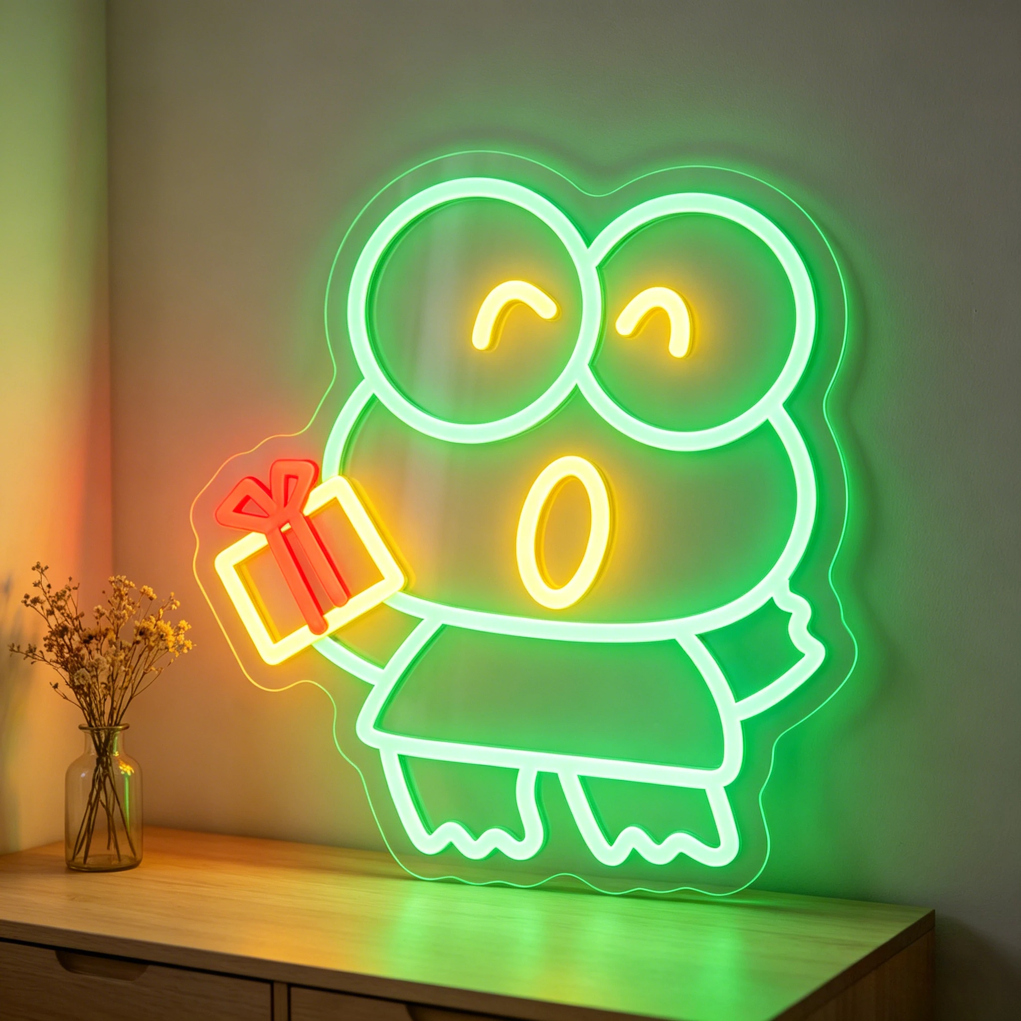 

Keroppi Gift Neon Sign Dimmable LED Wall Lamp Neon Light for Sanrio Anime Cafe Kids Room Birthday Party Bedroom Home Art Decor