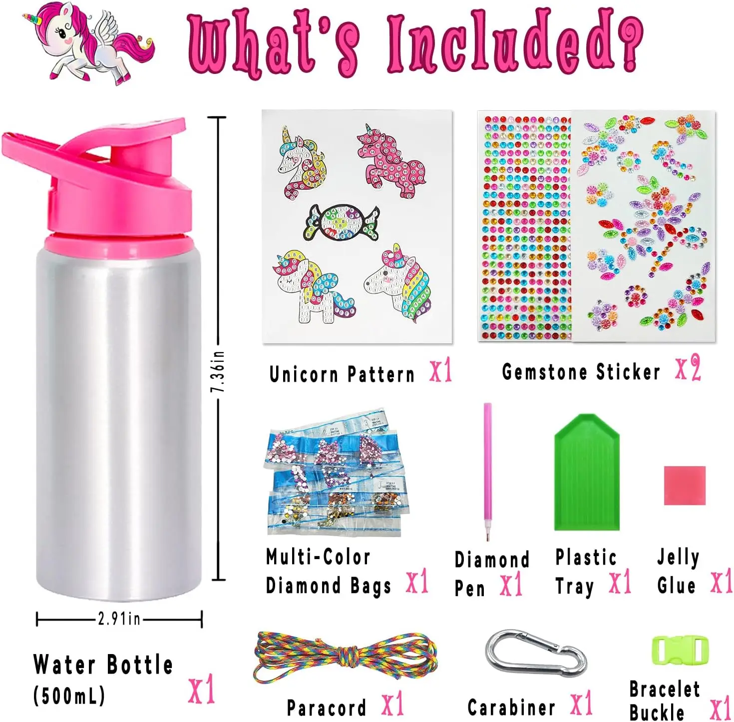 Decorate Your Own Water Bottle Kits for Girl Age 5-6-8-10,Unicorn Painting Craft,Fun Art and Craft Gift Toy for Girl Birthday