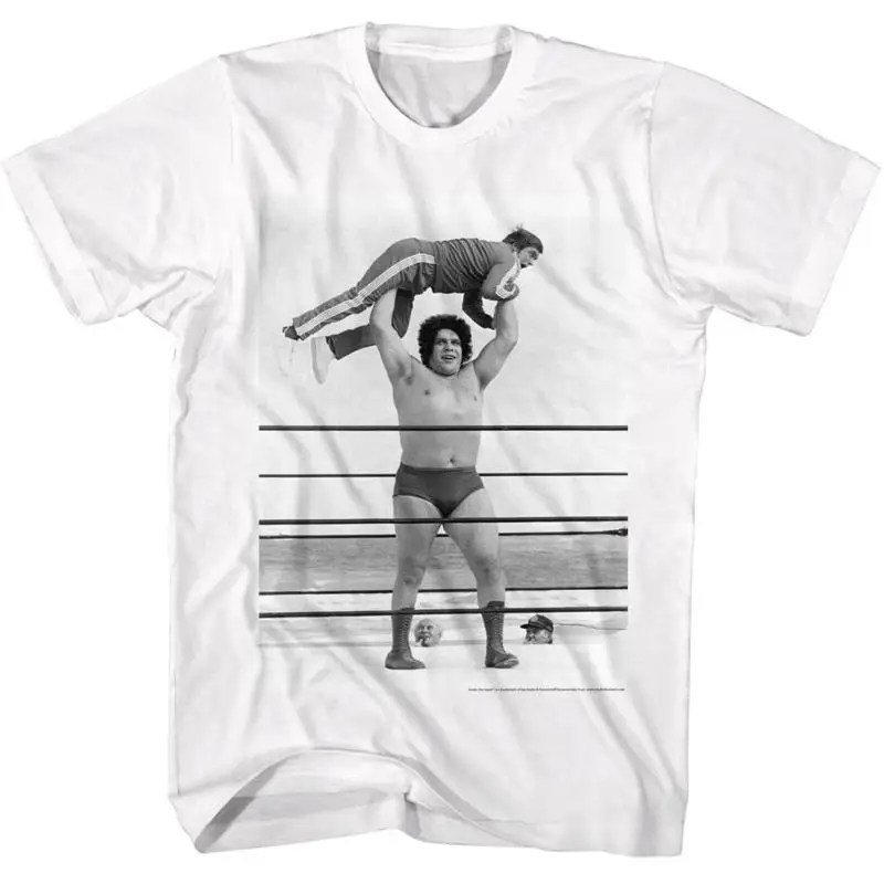 Andre The Giant T Shirt Picking Up Guy In Ring White