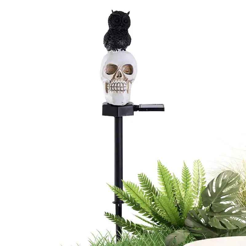 

Solar Stake Lights Decorative Garden Stakes Skeleton Head Cartoon Animal Lamp Auto-on/off Waterproof Resin For Flower Bed