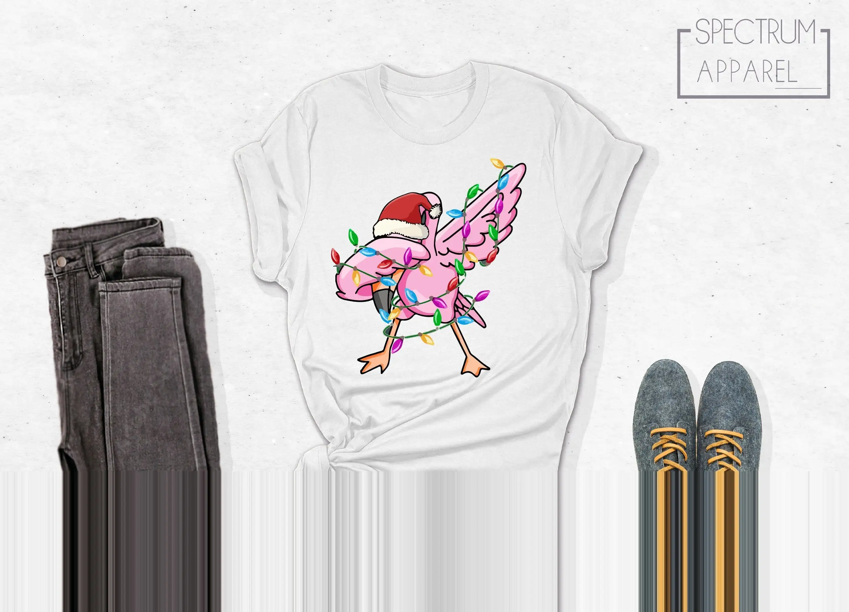 

Футболка с изображением фламинго, рождественская милая забавная S