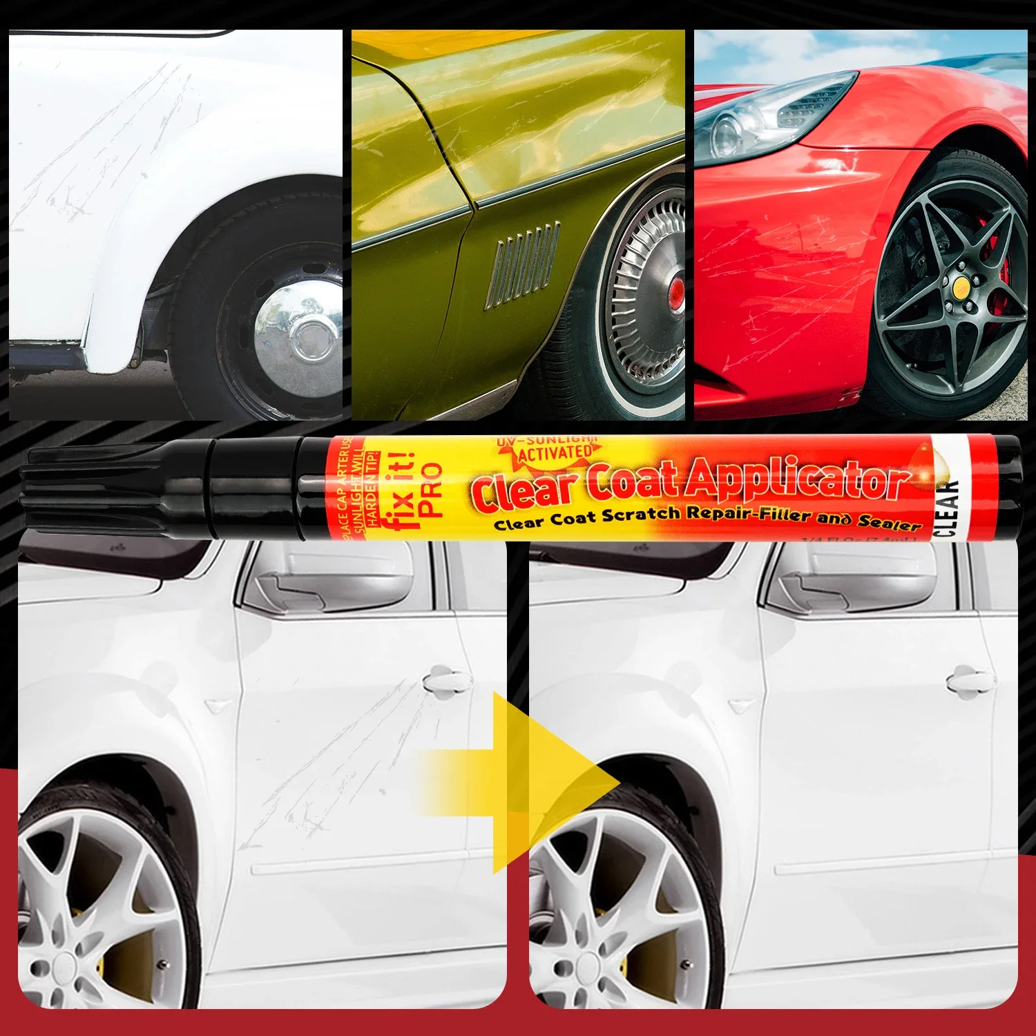 Car Painting Pen Clear Coat Application For Car Scratch Repair Remover Filler Sealer Activated Clear