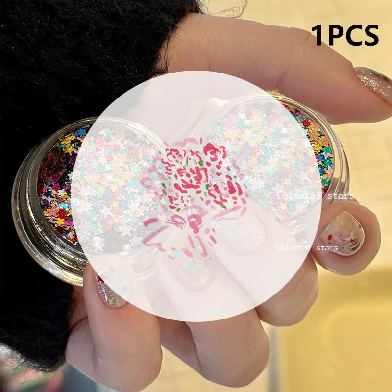 1 barattolo Mini Stella scintillante Glitter per unghie Pentagramma scintillante Decorazione per unghie Design per salone di bellezza Accessori carini Design per nail art fai da te