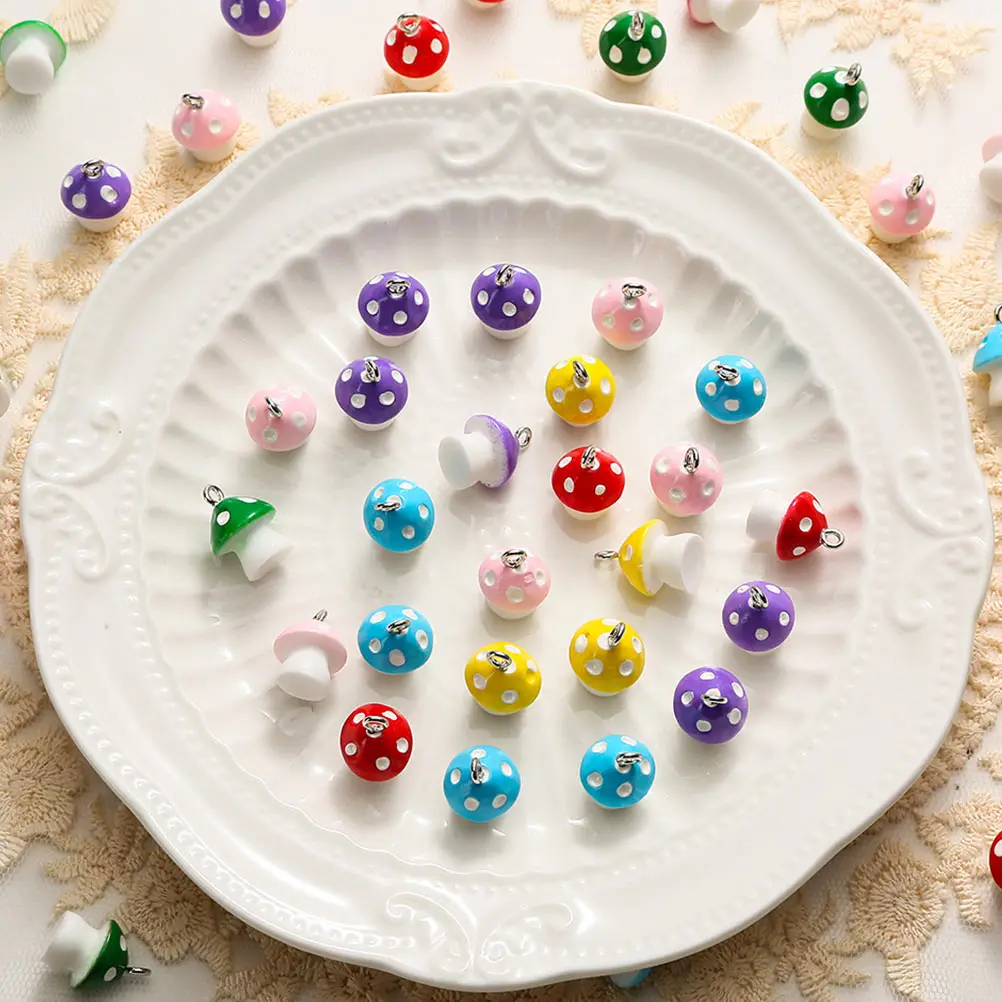 

30pcs Mushroom Pendants Resin Jewelry Making Accessories For Necklace Bracelet Earrings Diy Charms Key Chain Craft Supplies
