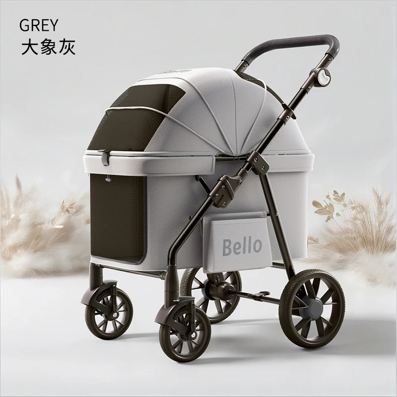 STLFBello Nieuw design opvouwbare kinderwagen voor grote honden, 4 wielen, premium reistas