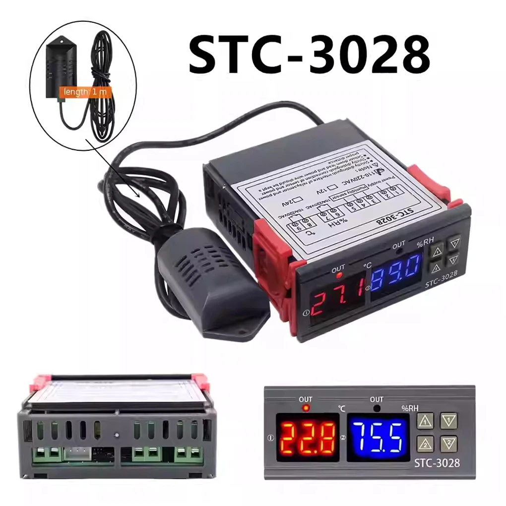 STC-3028 digital display thermostat temperature and humidity control thermometer hygrometer incubator controller AC220V