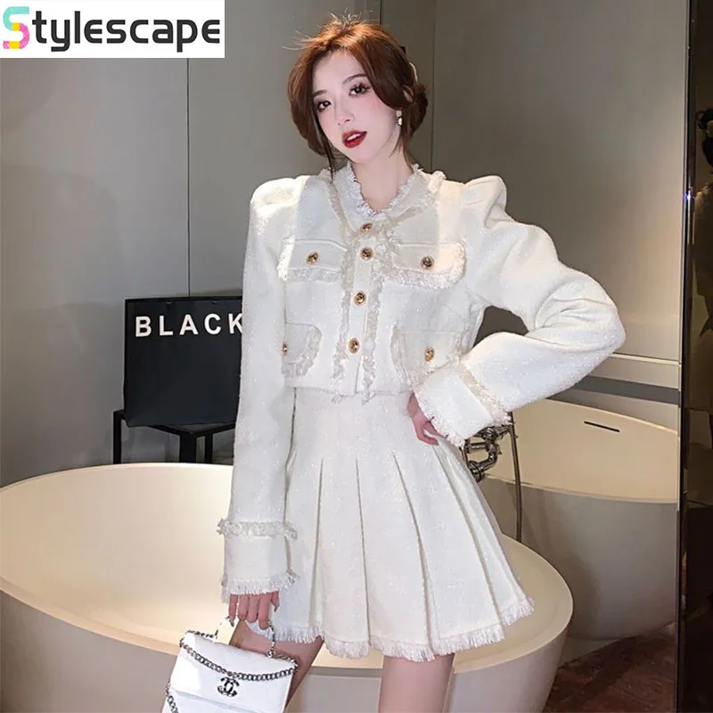 

Two Piece Set of Spring and Autumn New Style French Temperament Socialite Short Jacket+half Skirt Two-piece Set Skirt Sets