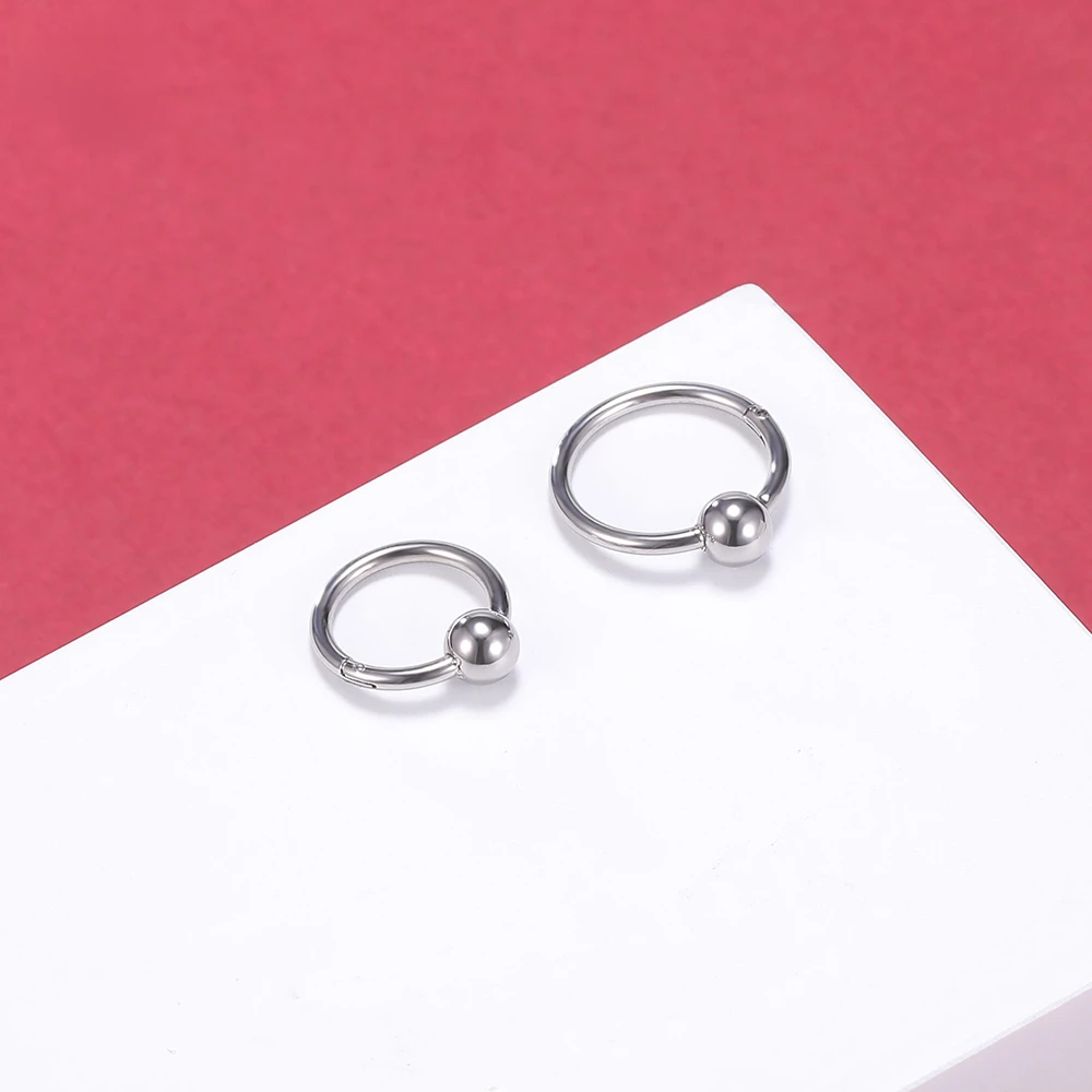 1PC Round 316L Stainless Steel Nose Ring 16G 14G Ball Septum Clicker 8/10MM Punk Rock Ear Helix Septum Rings Piercing Jewelry