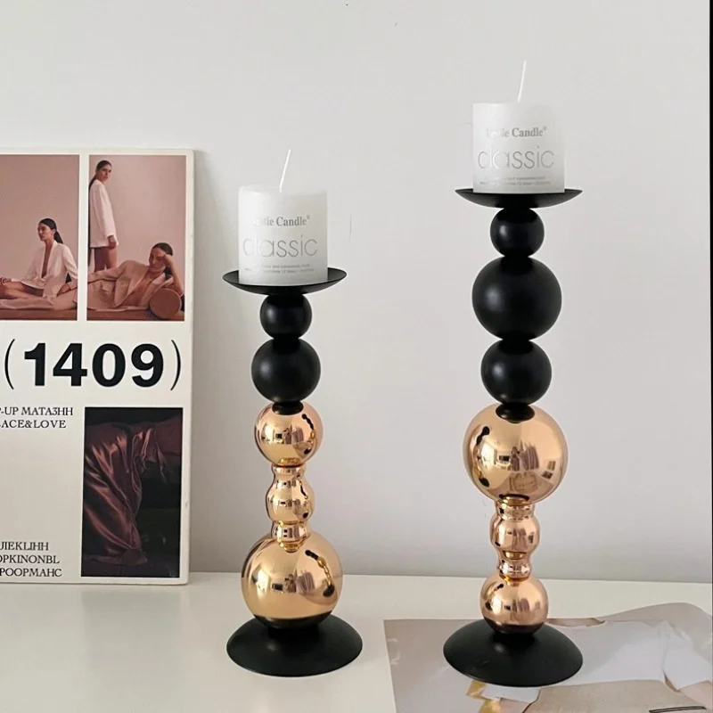 Metal Candle Holder Antique Wedding Bar Hotel Luxury Golden Candlestick Church Prayer Candlelight Desktop Home Decoration