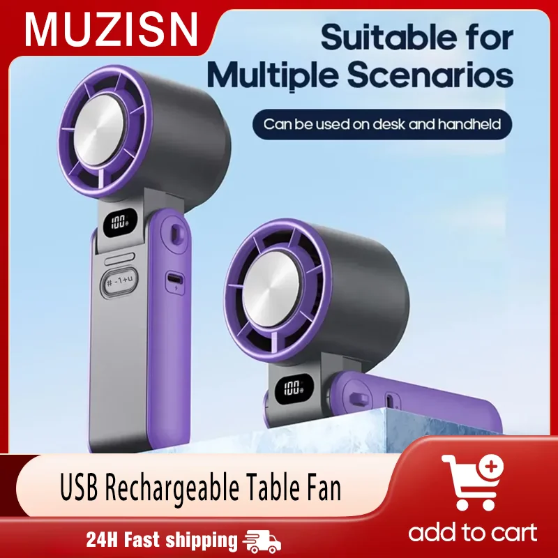 

Открытый складной портативный ручной вентилятор мини-охлаждение перезаряжаемый 3600 мАч 100-уровневый свободный контроль высокоскоростной турбовентилятор с ледяным охлаждением