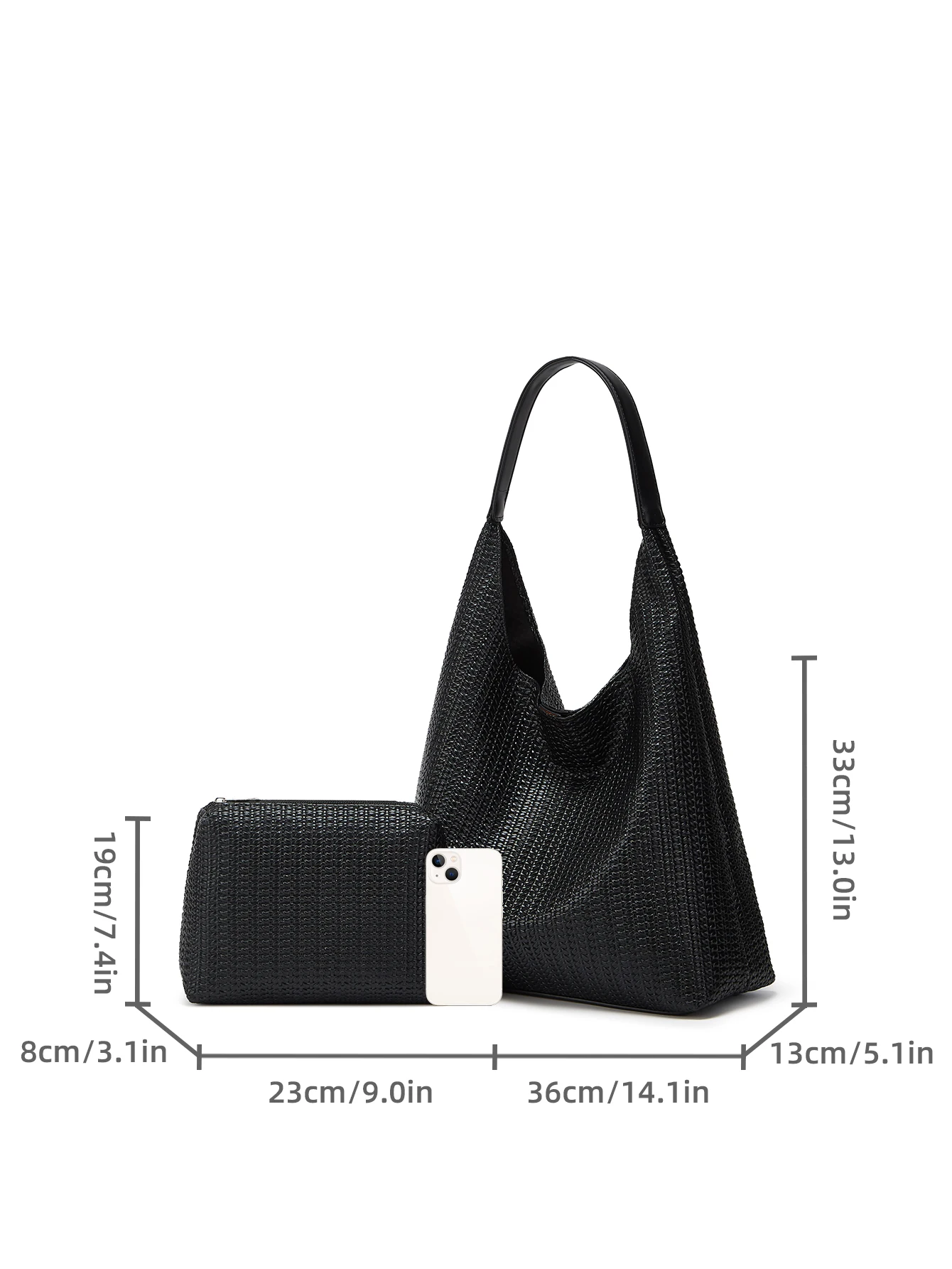 Bolso de mano minimalista de gran capacidad para mujer de 2 piezas de nuevo estilo: diseño moderno, versátil y de un solo hombro