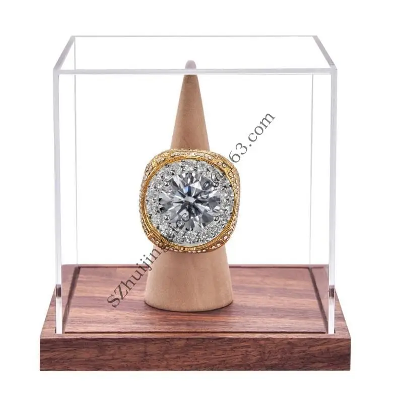 Sturdy Acrylic Rings Display Stand with Base Championship Rings Case Portable for Sports Accessory Storage