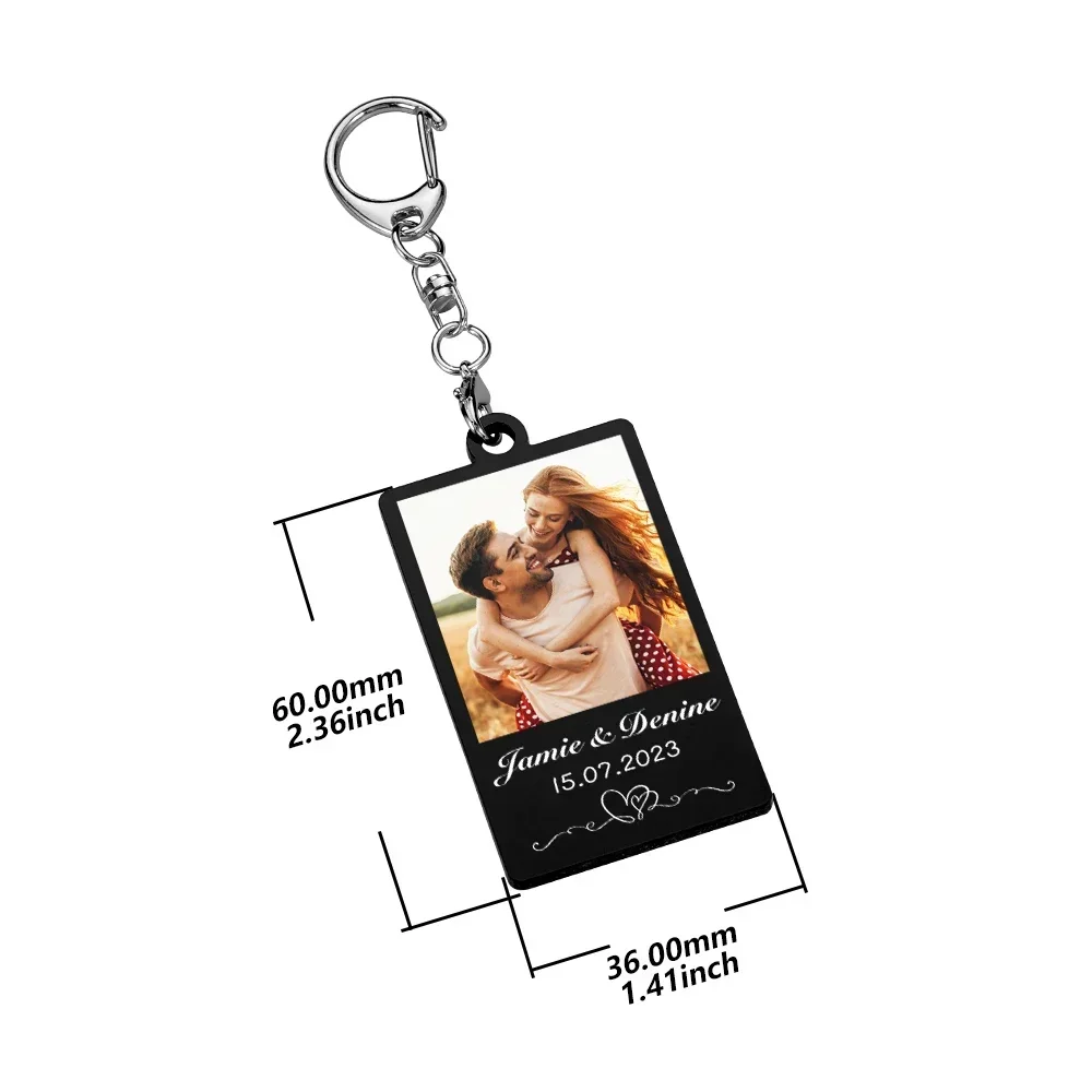 Personalized Couple Keychain Customized Photo Name Key Chain Valentine\'s Day Gift for Boyfriend Her Him Lover Acrylic Keychains