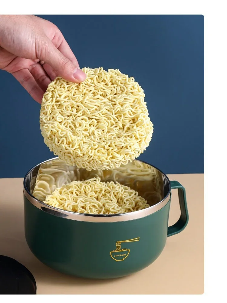 Ramen-Schüssel, Nudelschüssel aus Edelstahl 304, mit Deckel, hitzebeständig, Instant-Nudelschüsseln, Herd, Geschirr, Küchenzubehör – Detail 5