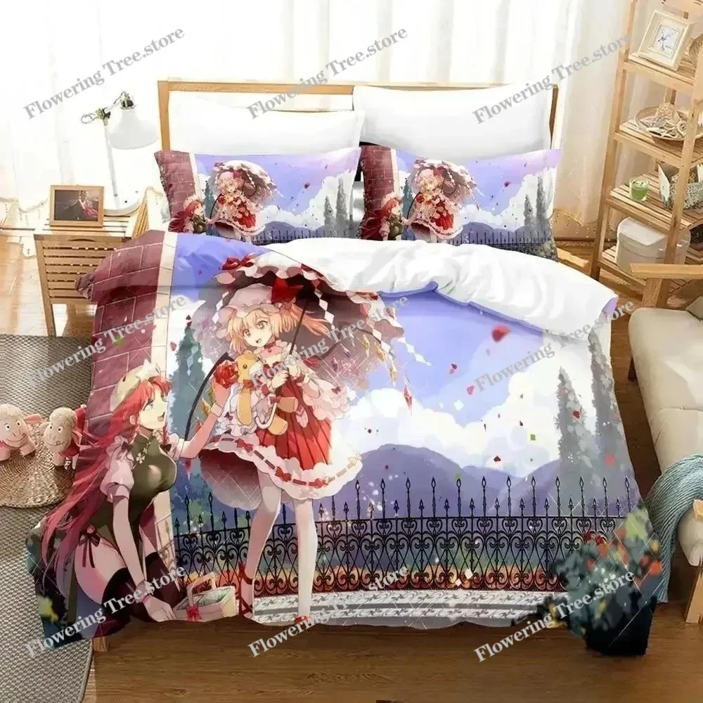 

3D Print Anime Touhou Project Bedding Set Duvet Cover Bed Set Quilt Cover Pillowcase Comforter king Queen Size Boys Adult A