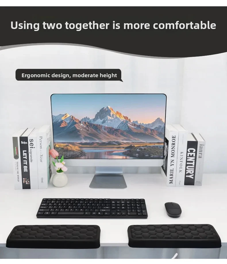 Ellbogenstütze, Tastaturauflage, ergonomische Schreibtischunterlage für Büro, Komfort beim Tippen, weiche Handgelenkauflage, Mauspad, 2 Farben – Detail 3