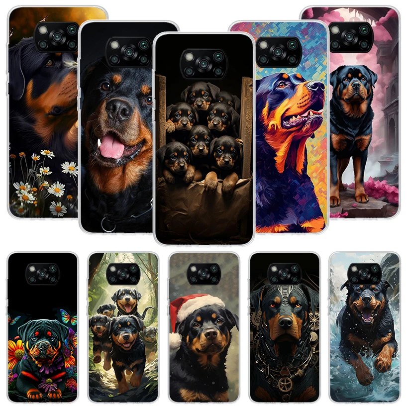 Rottweiler Dog Rottie Phone Case For Xiaomi Poco X6 X5 X4 X3 Nfc F5 F6 Pro F3 F2 F1 F4 Gt M5S M4 M3 M2 Soft Coque Cover X3 Nfc X