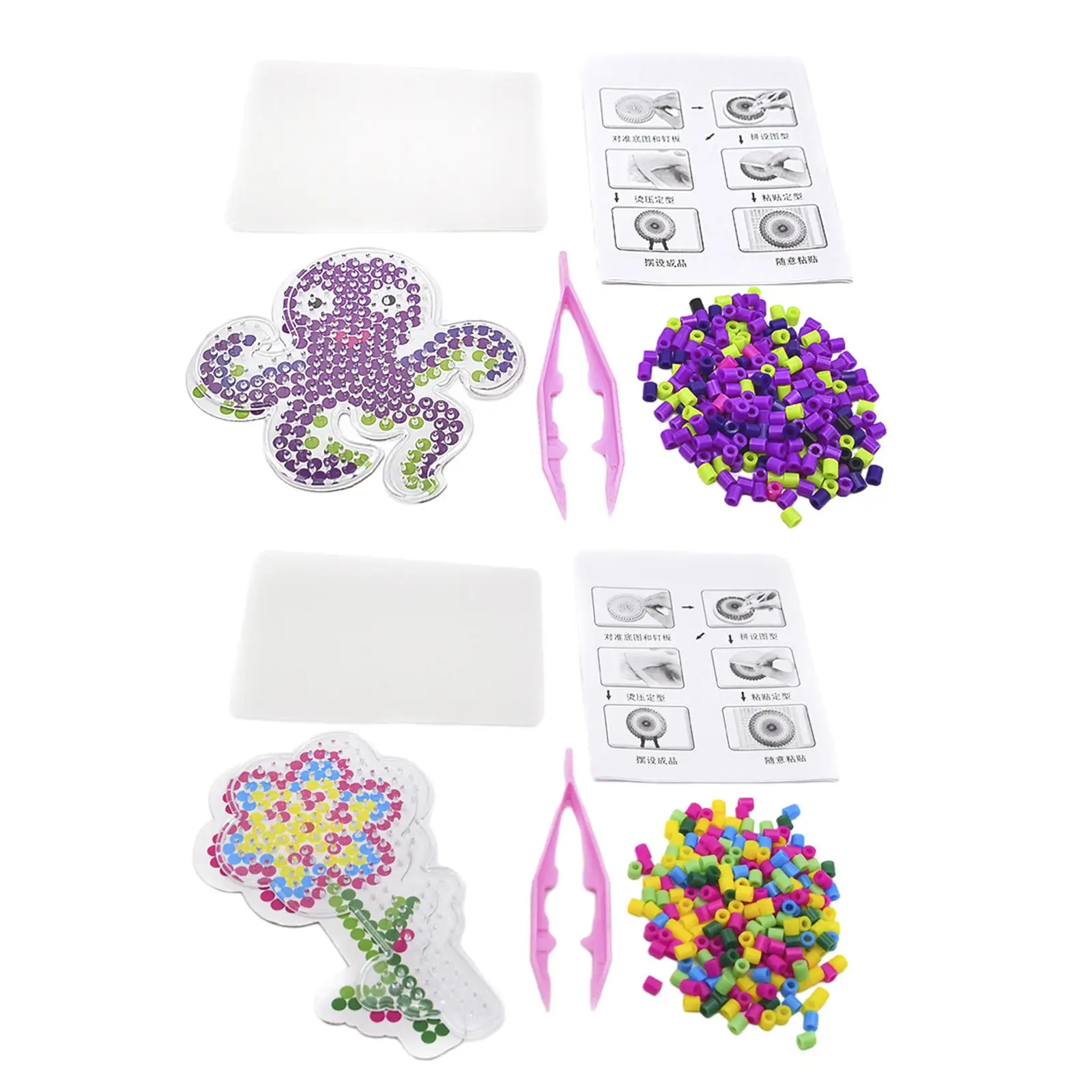 

Fuse Beads 3D Puzzles with 1 Pegboard, 1 Ironing Paper and Tweezer Melting Beads for Kids Adults Craft Making Children Gift