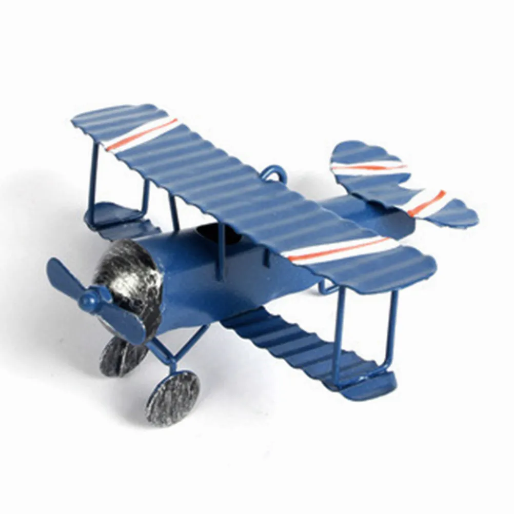 

2Pcs Vintage Metal Biplane Desktop Airplane Decoration Retro Aircraft Ornament Small Photo Prop Home Decor Metal Airplane Model