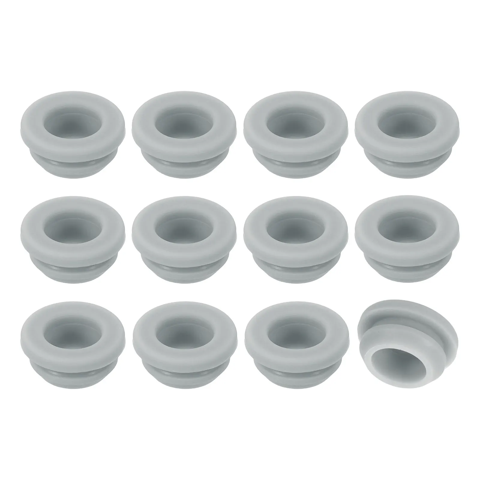 12pcs Rubber Grommets Snap Firewall Hole Plug Anti-Scratch Hole Cover Plug for Electrical Box Cable Wiring Gray