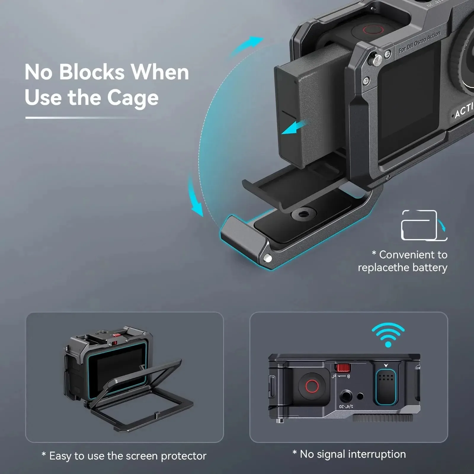 الأصلي SmallRig 4199C عمل هيكل قفصي الشكل للكاميرا إطار واقي غطاء ميكروفون ملحق متوافق مع DJI Osmo Action 5 Pro 4 3