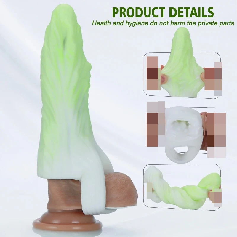 Chinese Cabbage Men's Long-lasting Enlarged Penis Cover Thickened and Thickened Special-shaped Hollow Cover Adult Sex Products view 3