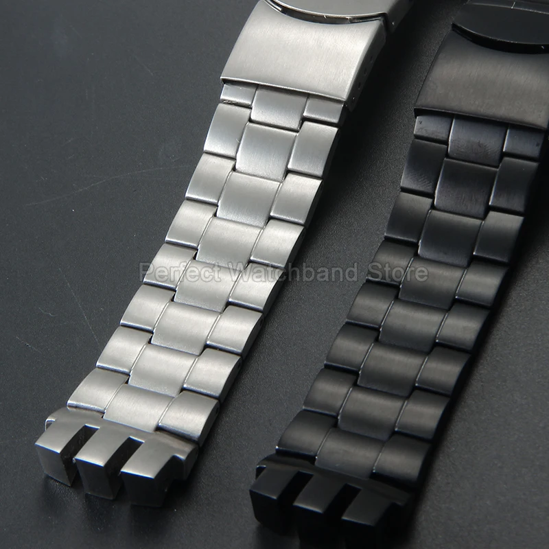 حزام ساعة فولاذي ممتاز 20 ملم لساعة سواتش YTS402 YTB4009 YTS401 واجهة ثلاثية المحاور شكل متين يحتفظ ومضاد للعرق