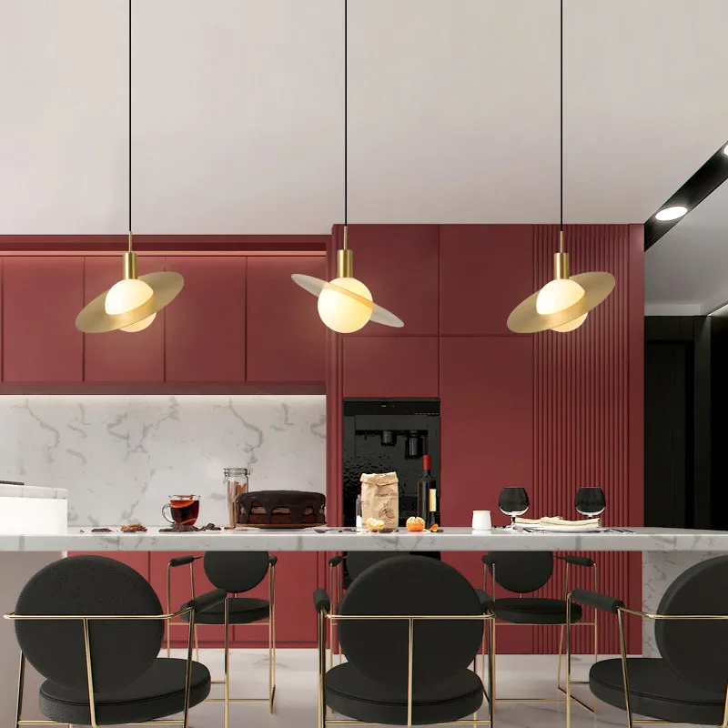 

Modern Planet Pendant Lights Creative Personalized for Bedroom Bedhead Study Golden Single Head Iron Lamp Home Furnishings