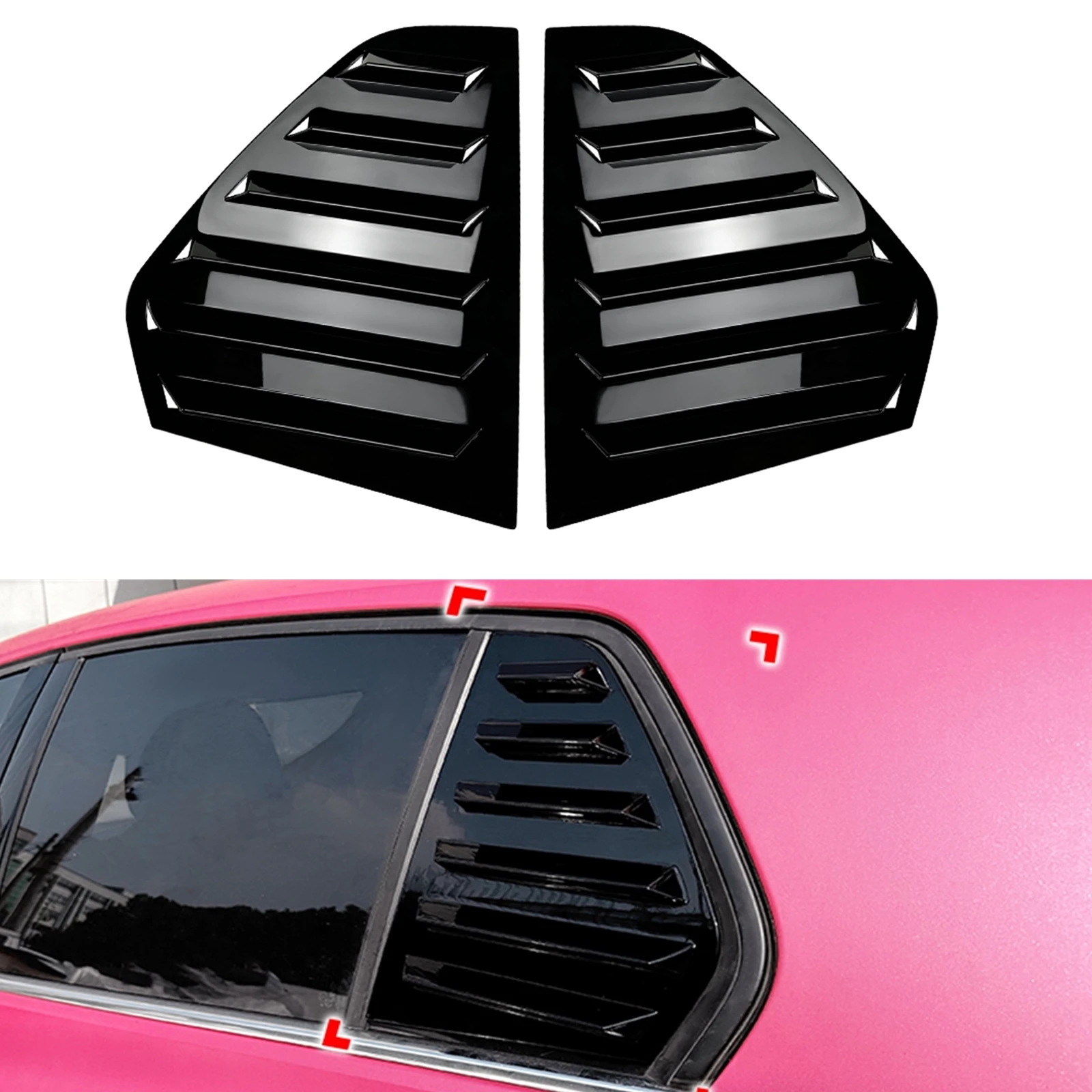 

Rear Side Window Louver Shutter Trim Cover For Volkswagen VW Golf 8 MK8 2020-2023 Carbon Fiber Look/Gloss Black