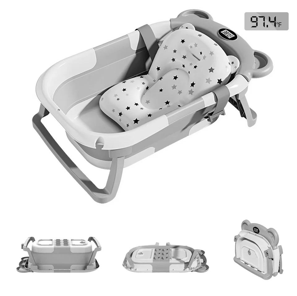 Portable Collapsible Baby Travel Bathtub with Thermometer
