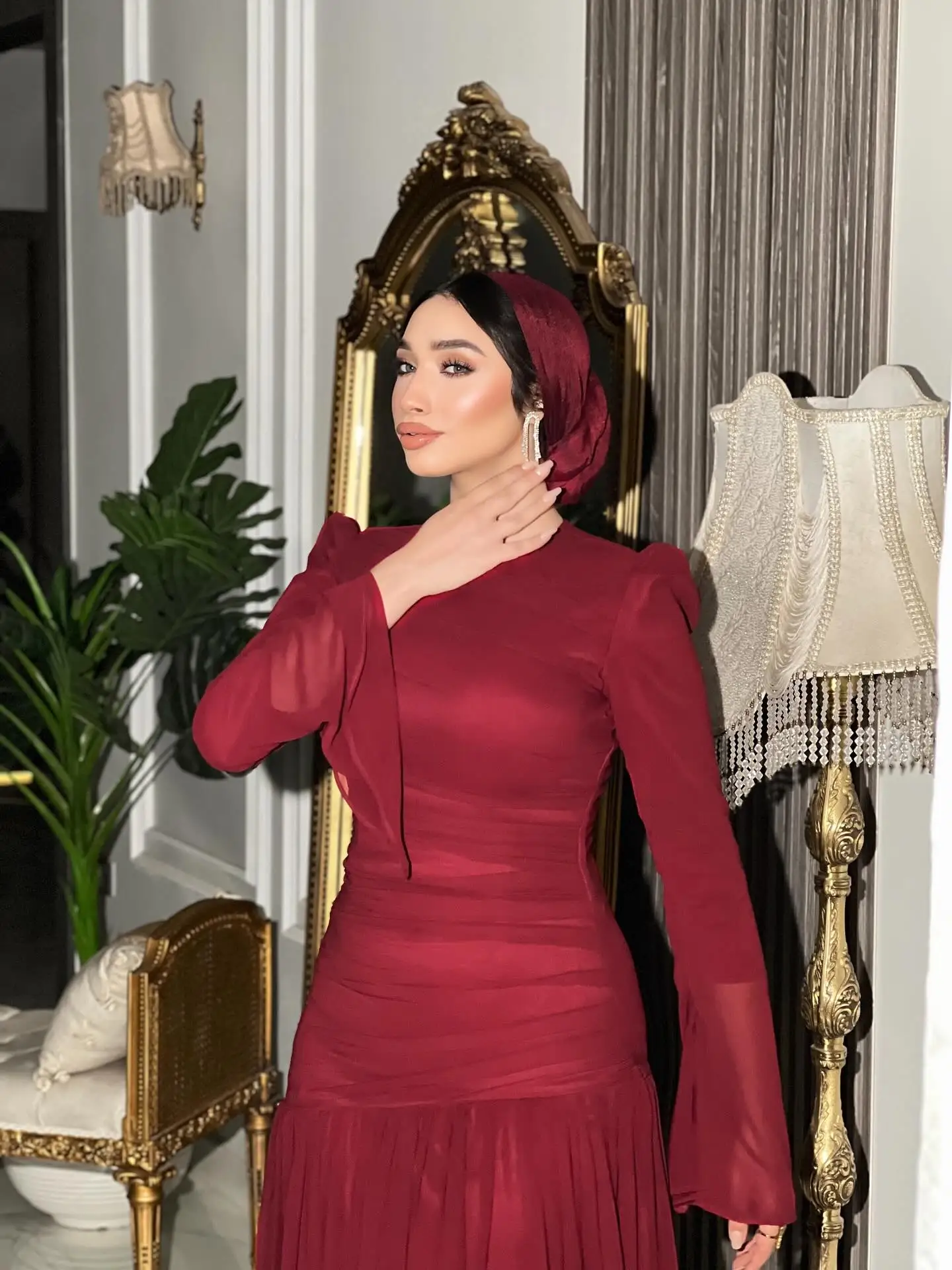 Vestido de fiesta elegante con cuello redondo para mujer, medalla personalizada, gasa plisada, largo hasta el suelo, vestido de noche para fiesta, vestidos para ocasiones especiales