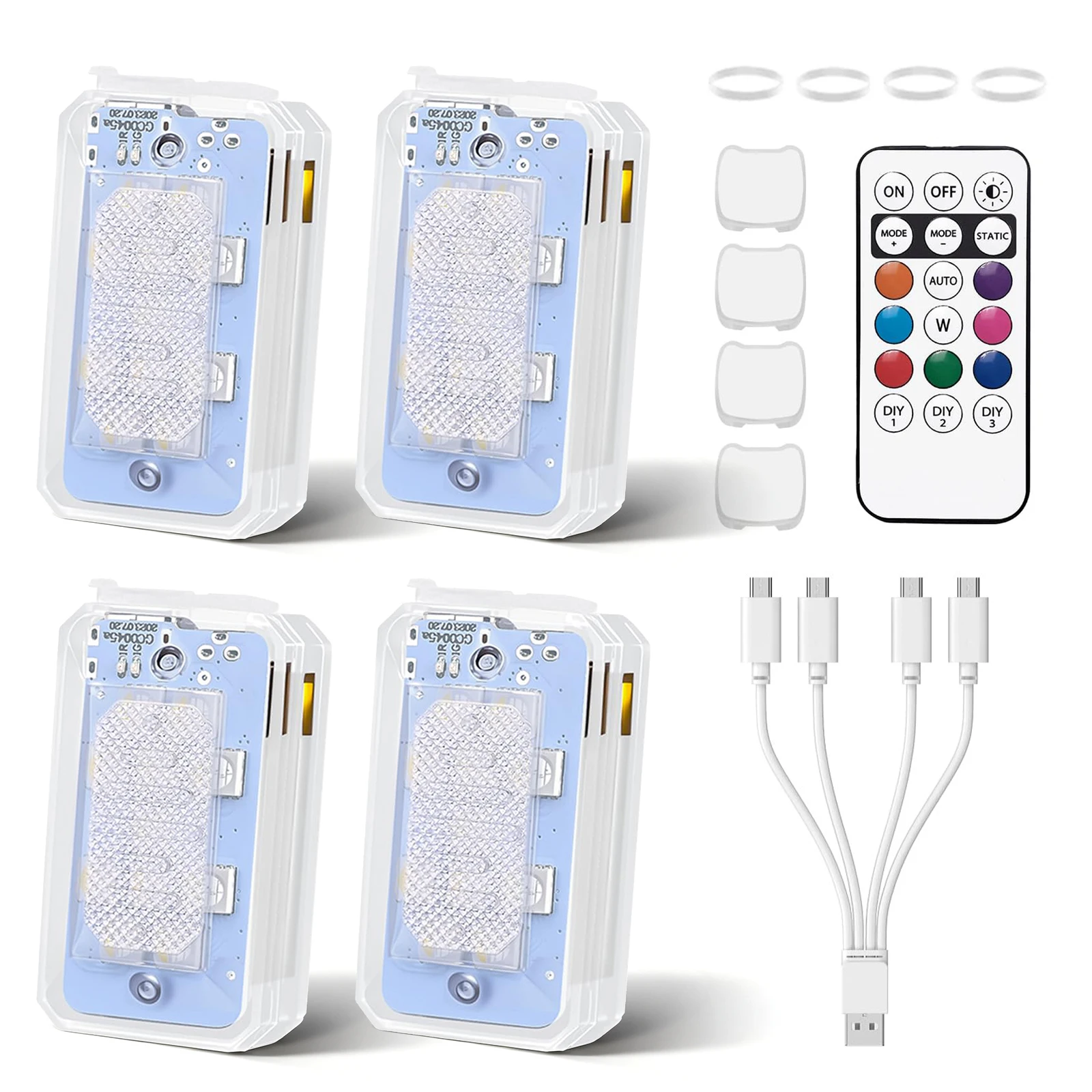 4 قطعة ضوء تحذير LED للسيارة لاسلكي 11 أضواء ستروب LED مع جهاز تحكم عن بعد متعدد الوظائف للسيارات والدراجات النارية ضوء ديكور #2