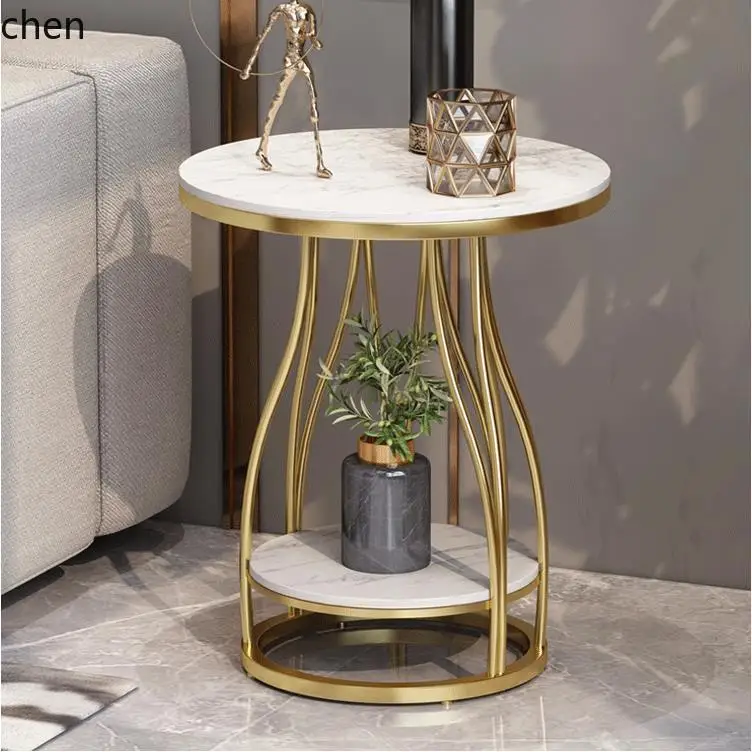 Zml moderno e minimalista mesa de centro de mármore casa sala estar dupla camada mesa lateral redonda pequena mesa de centro