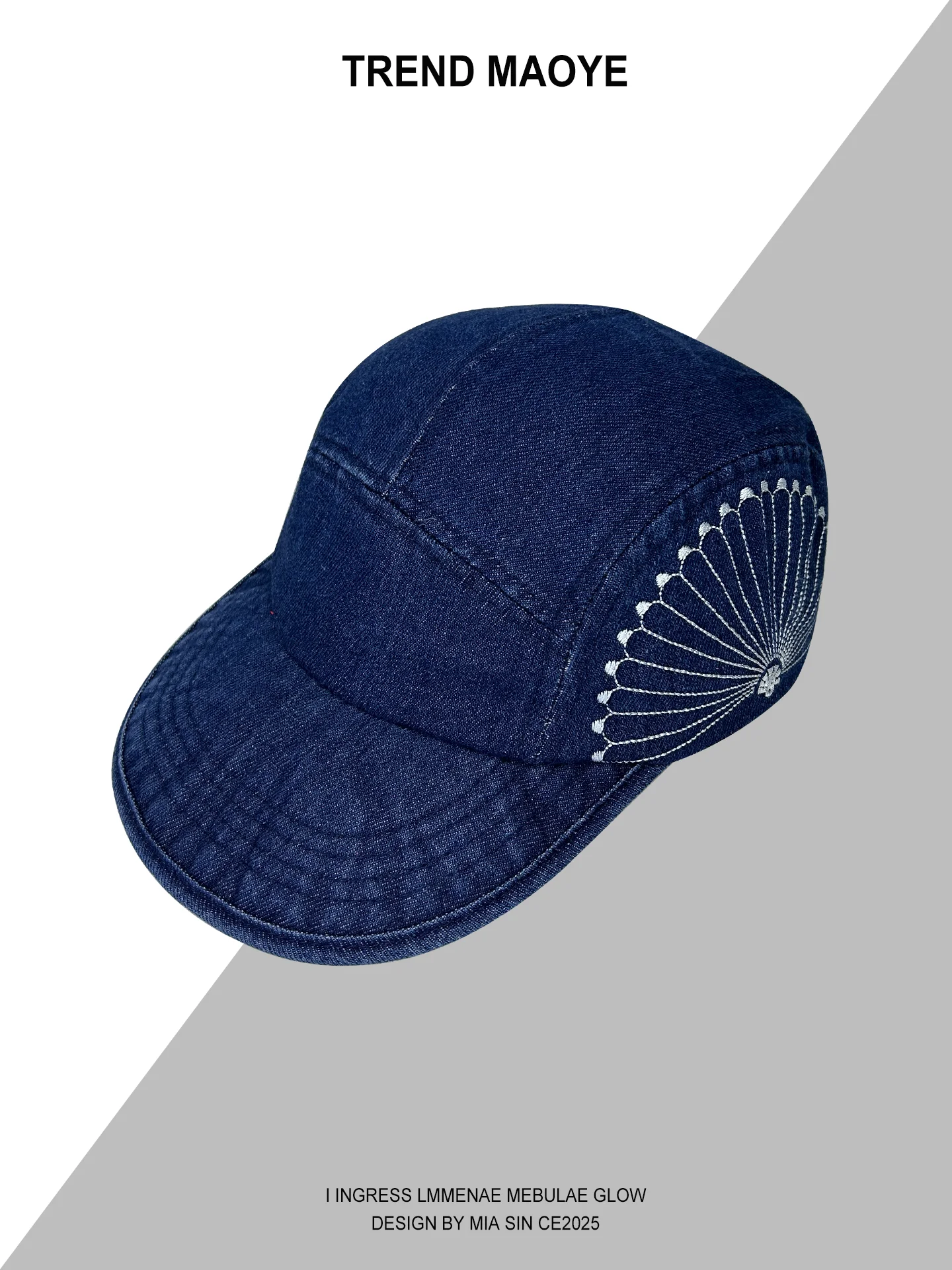 

Washed denim baseball cap men's and women's embroidered five-piece hat outdoor hip-hop big head circumference cap