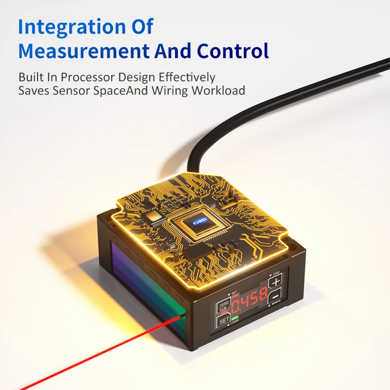 Sensor Pengukur Jarak Laser FUWEI Seri FSD26 2μm Presisi Tinggi RS485 ModBus Analog Jarak Tebal Tinggi 3kHz