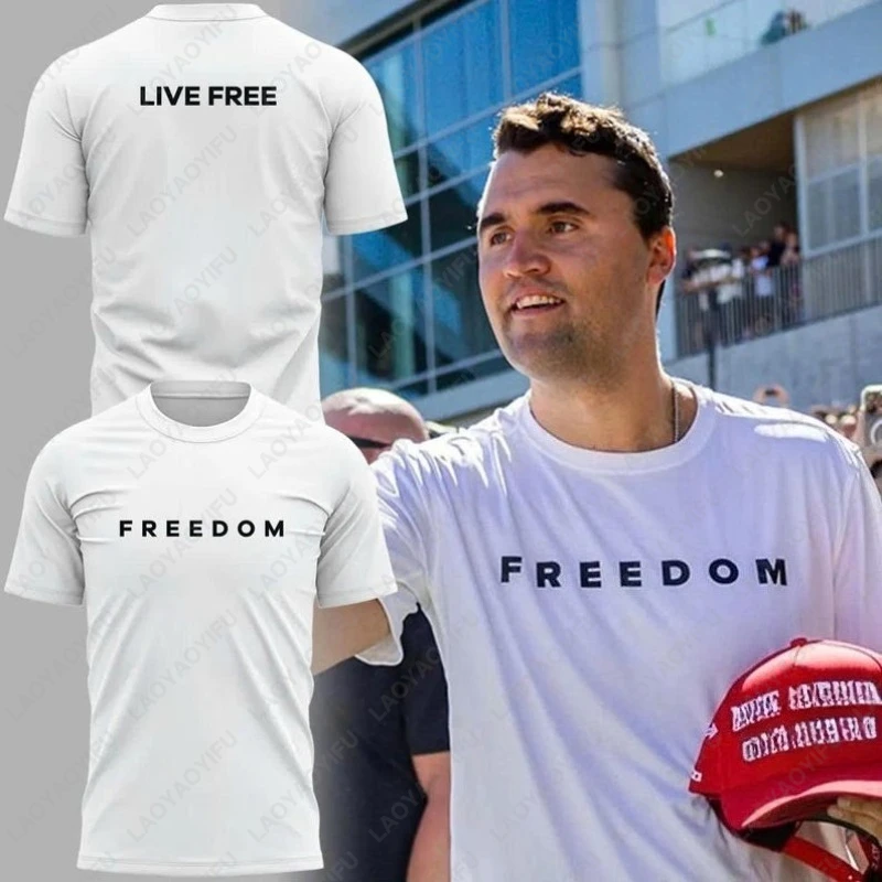 Camiseta de la libertad de Charlie Kirk, camisetas de la justicia para Charlie Kirk, ropa de calle conmemorativa patriótica, camiseta de manga corta de algodón para hombres