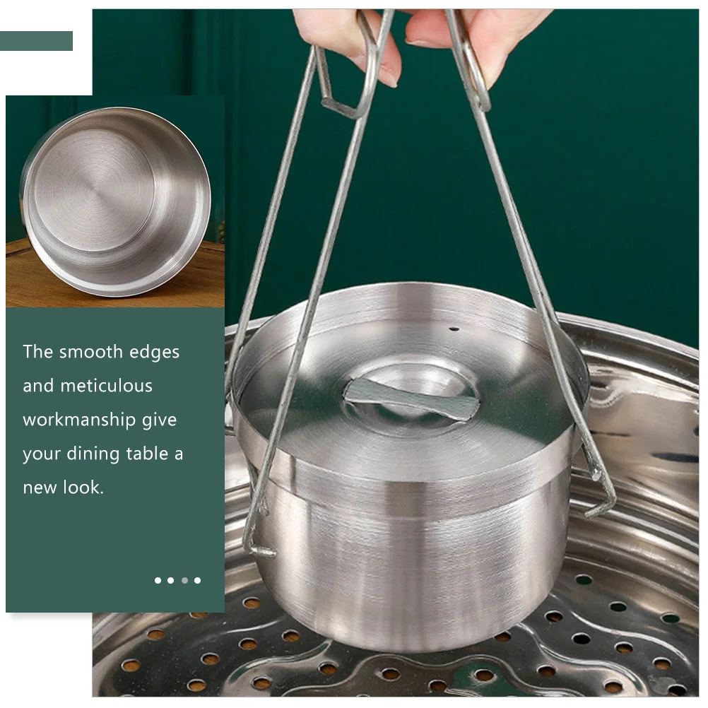 

Stainless Steel Stew With Lid Thick Heat Resistant Soup Food Steaming Snack Bowl Household Kitchen Tableware