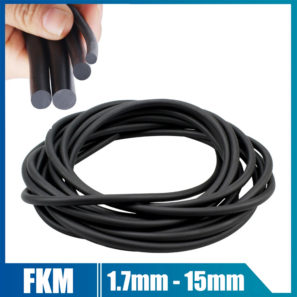 

1/2/5/10M 1.7mm - 11mm Solid FKM Sealing Strip Oil Resistance Nitrile Rubber Round Strip