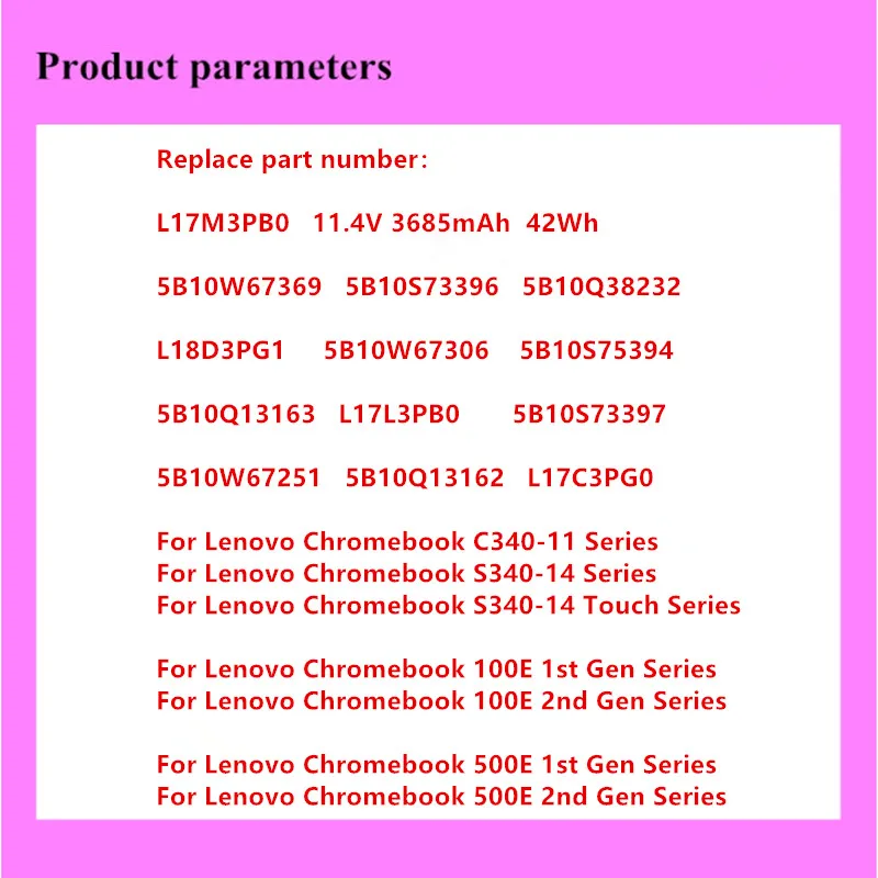 레노버용 노트북 배터리 5B10W67369 5B10S73396 5B10Q38232 L18D3PG1 5B10W67306 5B10S75394 5B10Q13163 L17L3PB0 5B10S73397