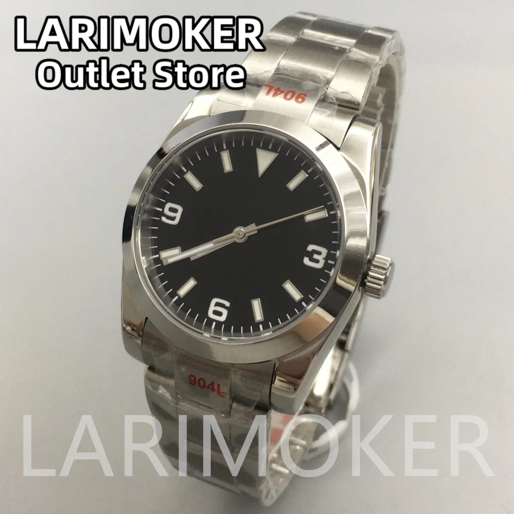 

LARIMOKER 36mm/39mm NH35A MIYOTA 8215 PT5000 Black Dial Automatic Men Watch Waterproof Screw Crown Brush Strap Green Luminous