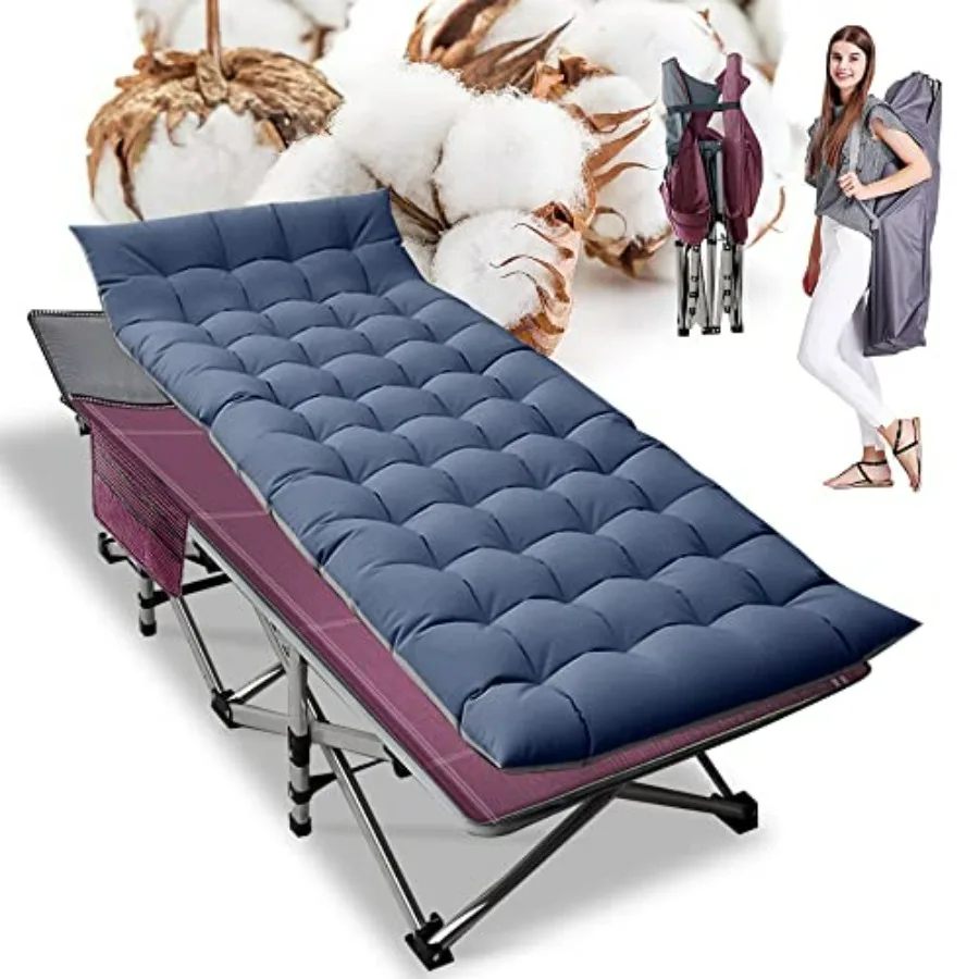 

Camping Cot for Adult: 28 Extra Wide, Heavy-Duty 1200D Oxford Fabric, Gray, Ultra-Stable Portable with Mat Carry Bag
