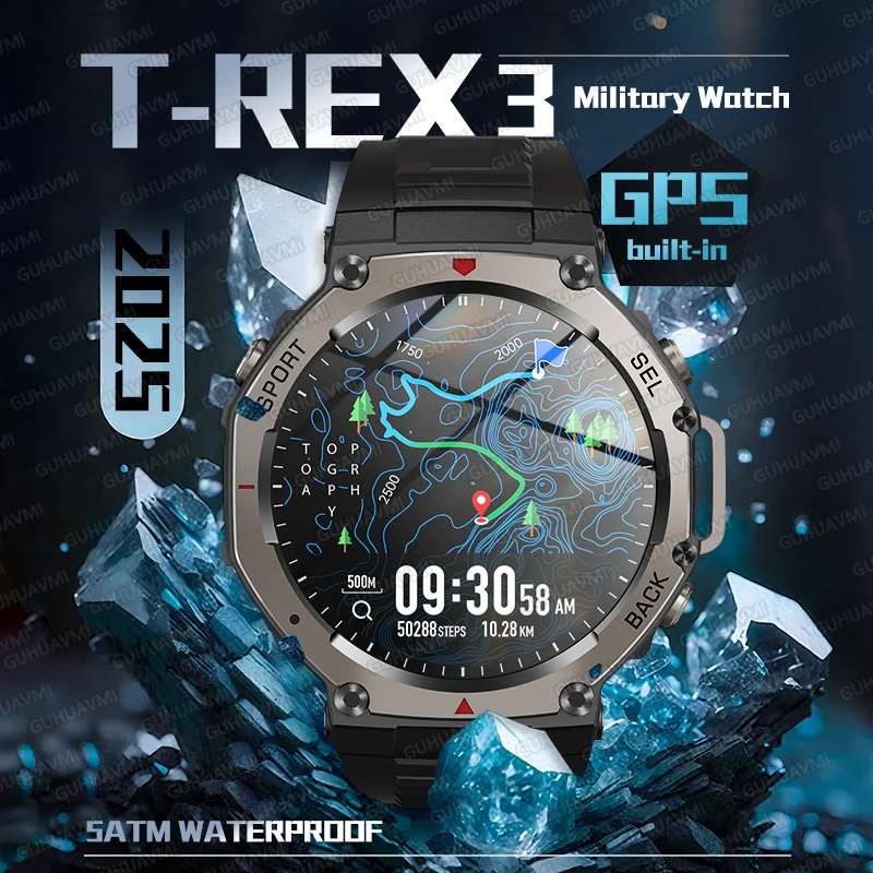 

2025 New Original GPS Tactical Smartwatch Offline Maps Military Sport Fitness Smart bracelet Men 50m Swimming Waterproof Watches