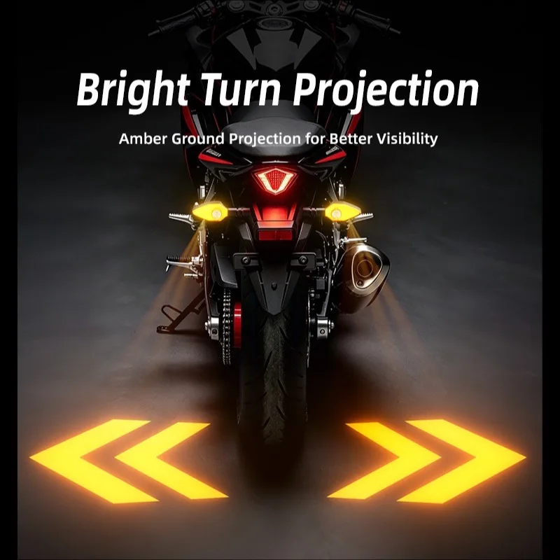 2pcs Motorcycle Turn Signal Light Led Environment Warning Light with Projection Waterproof Blinker Rear Tail Brake Signal Light