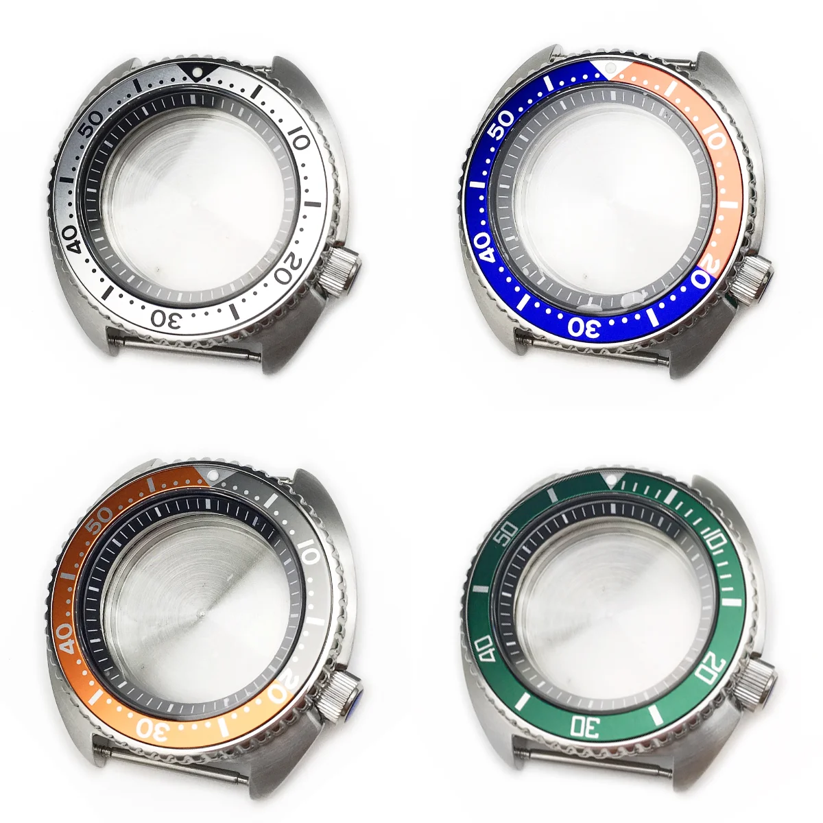 

Silver 45mm NH35 Watch Cases 3.8 o'clock Screw-in Crown For Turtle Abalone nh35 nh36 Movement Sapphire Glass With Chapter Ring