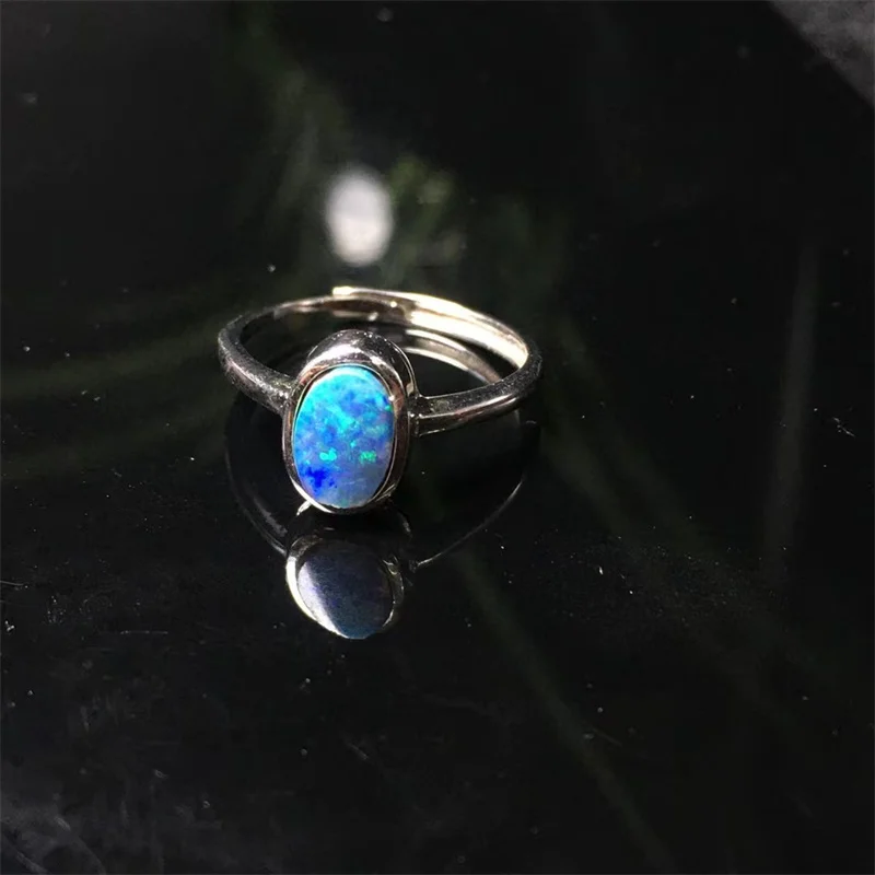 S925 Natural Opal Rings Crystal Healing Stone Fashion Gemstone Jewelry For Women Birthday Christmas Present Gift 1pcs