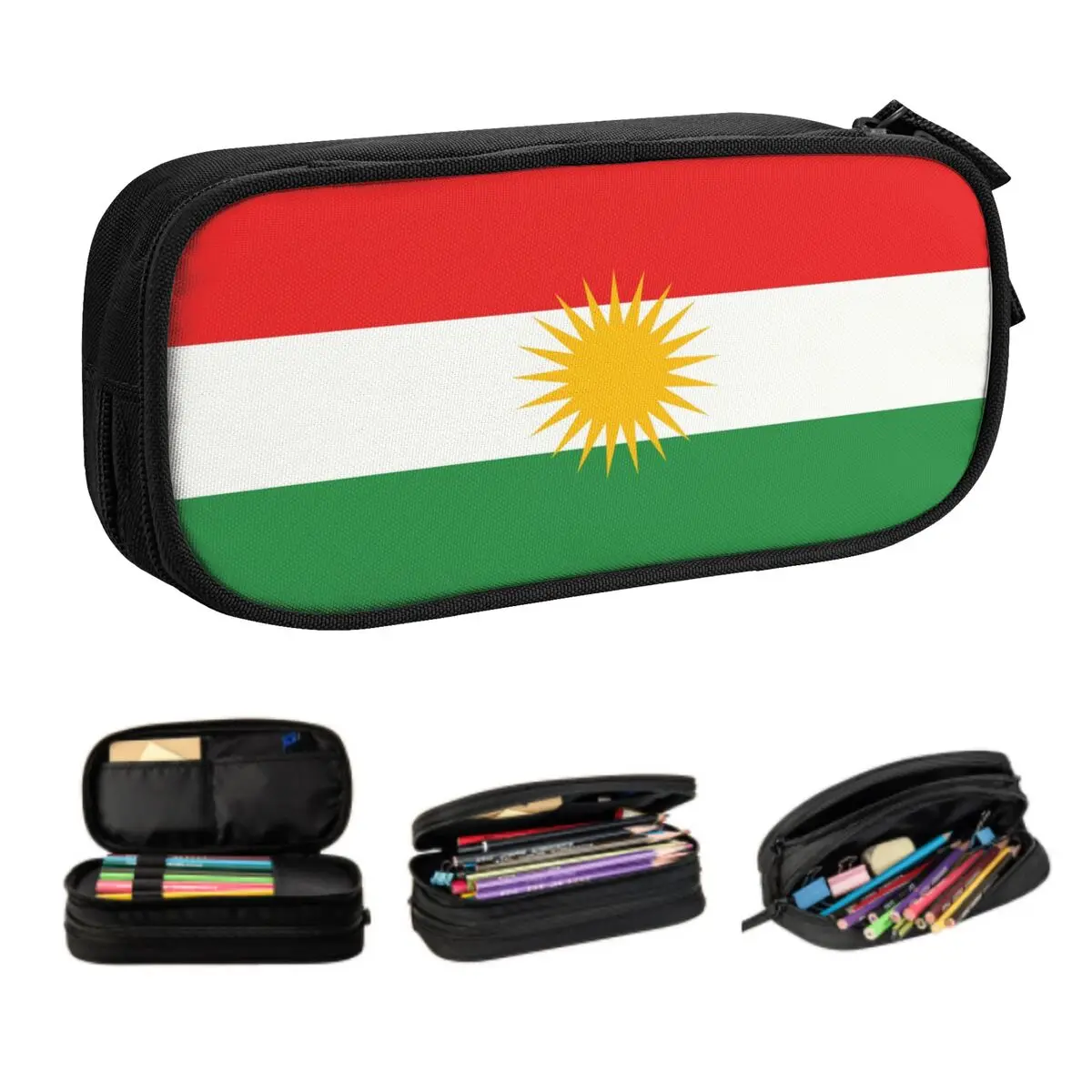 

Kurdistan Flag Custom Cute Pencil Cases Girls Boys Big Capacity Pencil Box Students Stationery